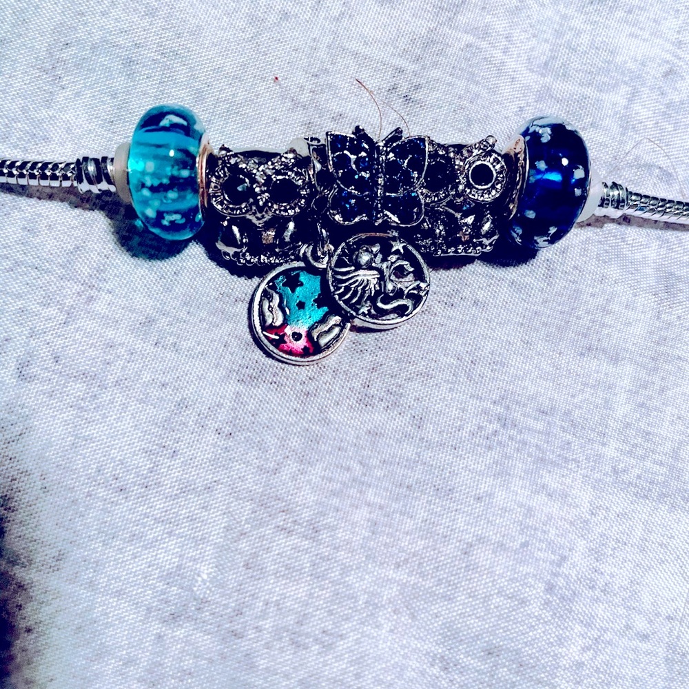 🦉 &  🦋  Charm bracelet SS with 7 charms 🦋🦉